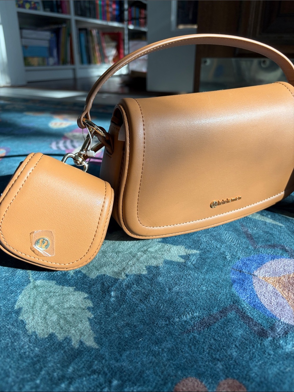 lululemon Cactus “Leather” Mini Bag Small Tan Purse with Coin Pouch - Picture 2 of 13